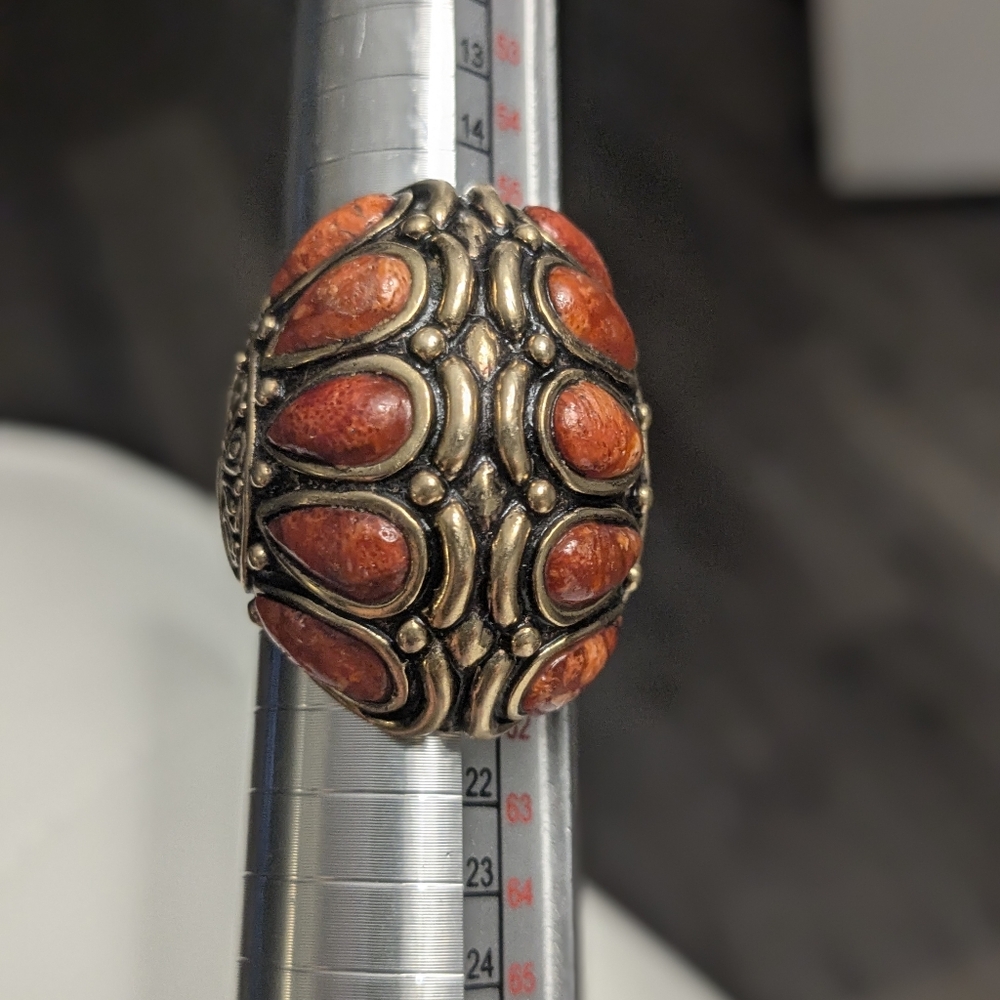 Vintage Barse Thailand Bronze Coral Statement Ring Size 8.5–9 Boho - Picture 4 of 5